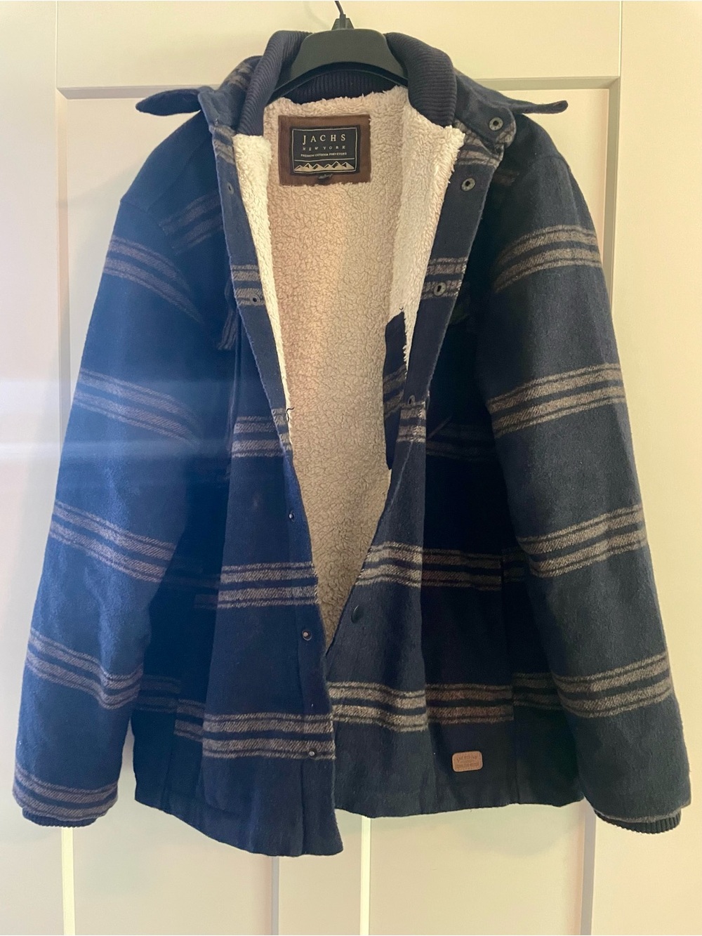 Jachs Navy and Cream Sherpa-Lined Military Field Jacket